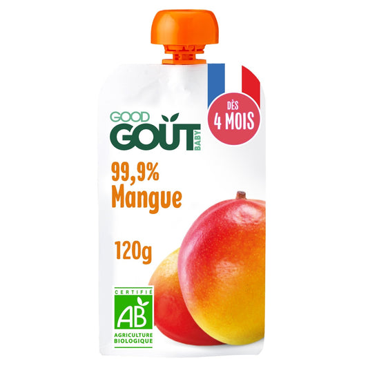Compotes Bébé Dès 4 Mois Mangue Sans Sucres Ajoutés Bio GOOD GOUT La Gourde De 120g