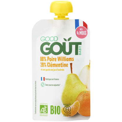 Compotes Bébé Dès 4 Mois Poire Williams Clémentine Bio GOOD GOUT