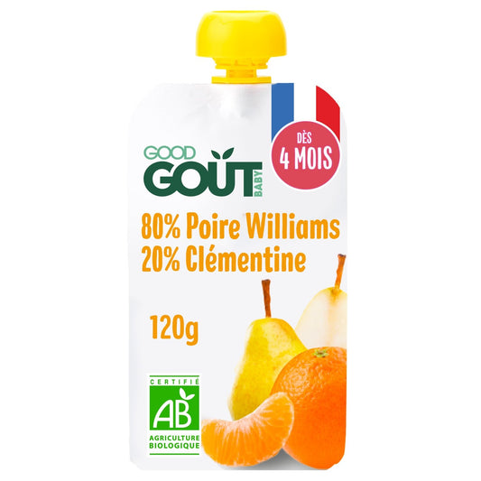 Compotes Bébé Dès 4 Mois Poire Williams Clémentine Bio GOOD GOUT La Gourde De 120g