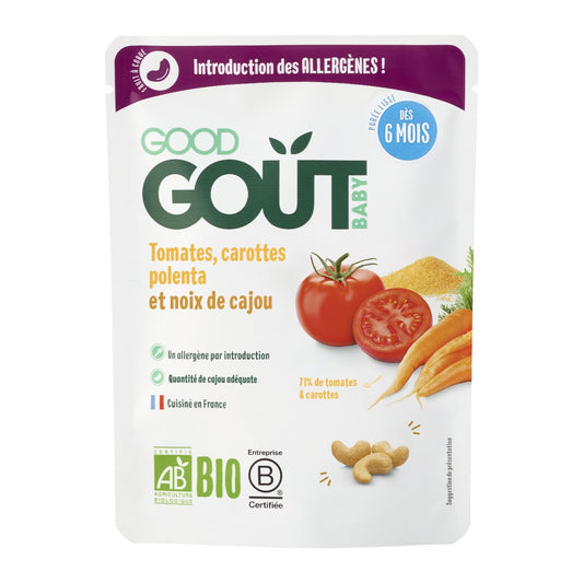 Tomate Carotte, Polenta et Noix de Cajou Bio GOOD GOUT la boite de 190g