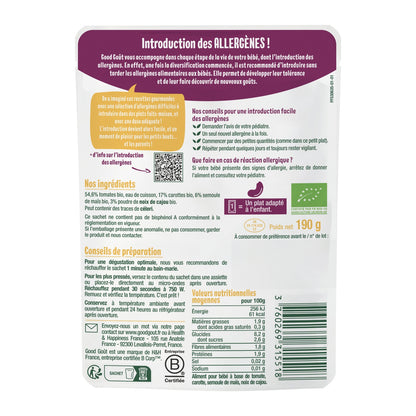 Tomate Carotte, Polenta et Noix de Cajou Bio GOOD GOUT