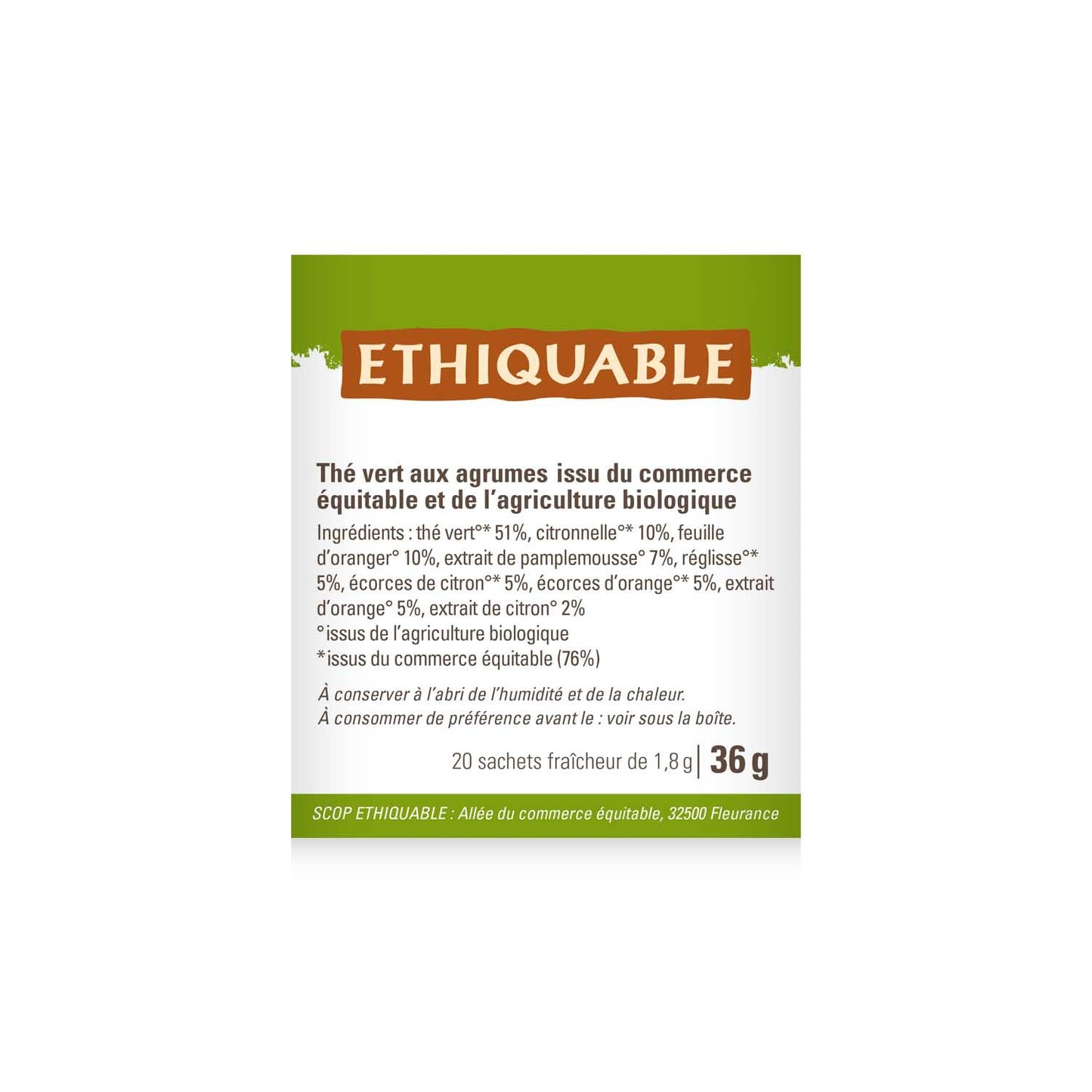 Thé Vert Agrumes Ceylan Bio ETHIQUABLE