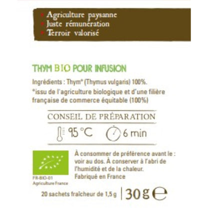 Infusion Thym Massif Central Bio PAYSANS D'ICI