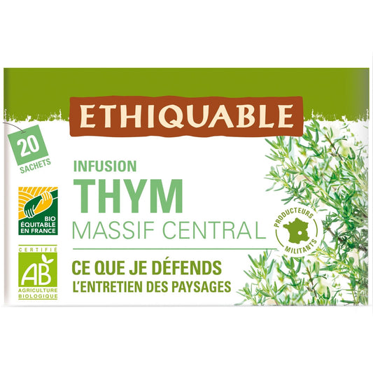Infusion Thym Massif Central Bio PAYSANS D'ICI la boite de 20 sachets