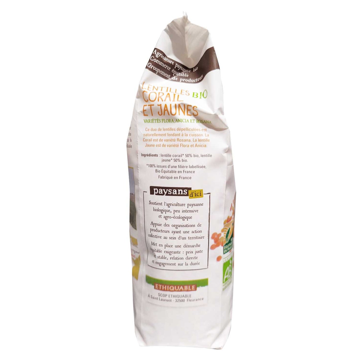 Lentilles Duo Corail Jaune Gascogne Bio PAYSANS D'ICI