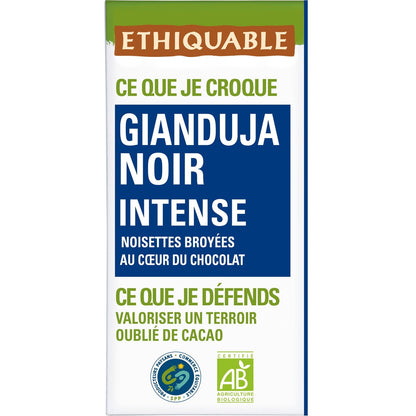 Organic Dark Chocolate Bar 55% Intense Gianduja Haiti ETHIQUABLE