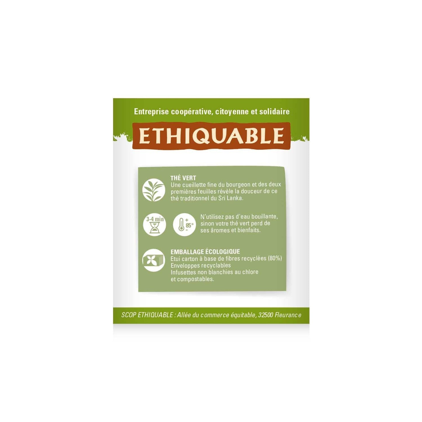 Thé Vert earl grey ceylan Bio ETHIQUABLE 