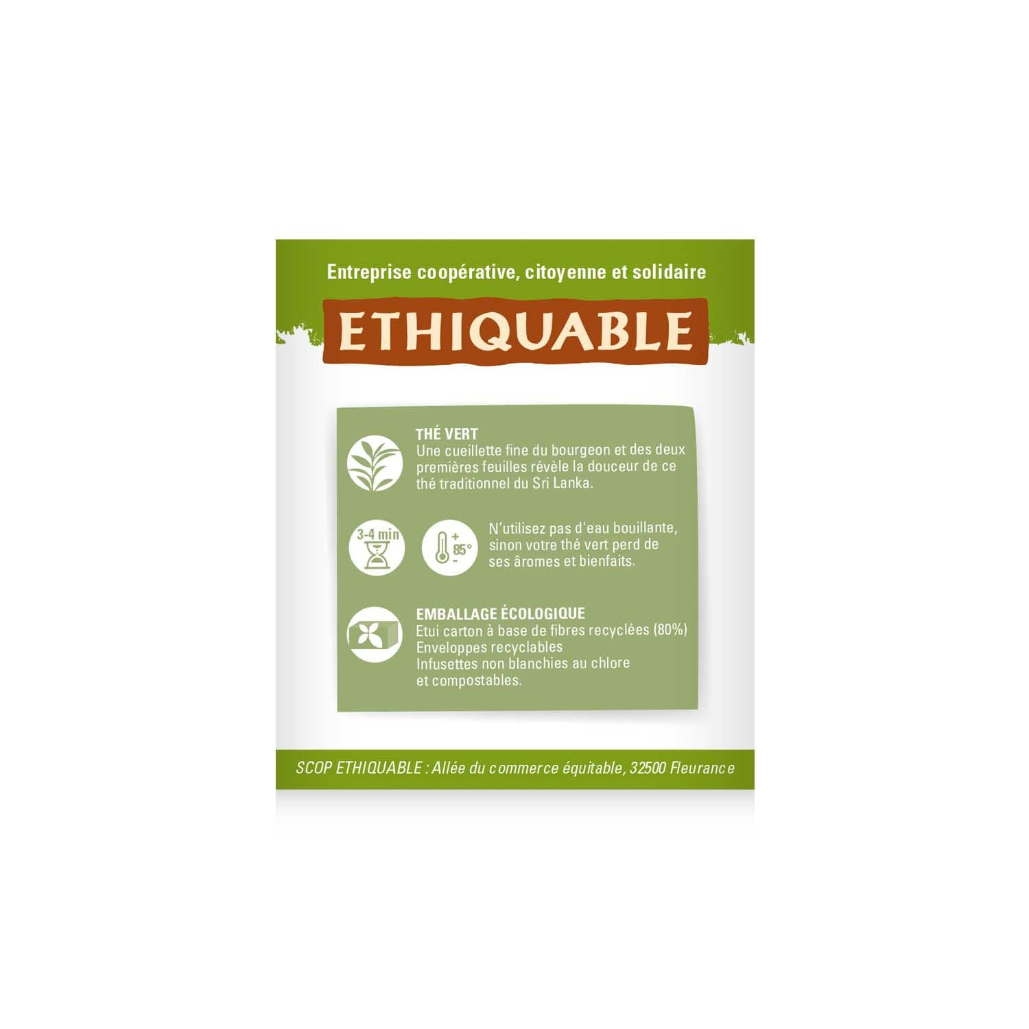 Thé Vert earl grey ceylan Bio ETHIQUABLE 