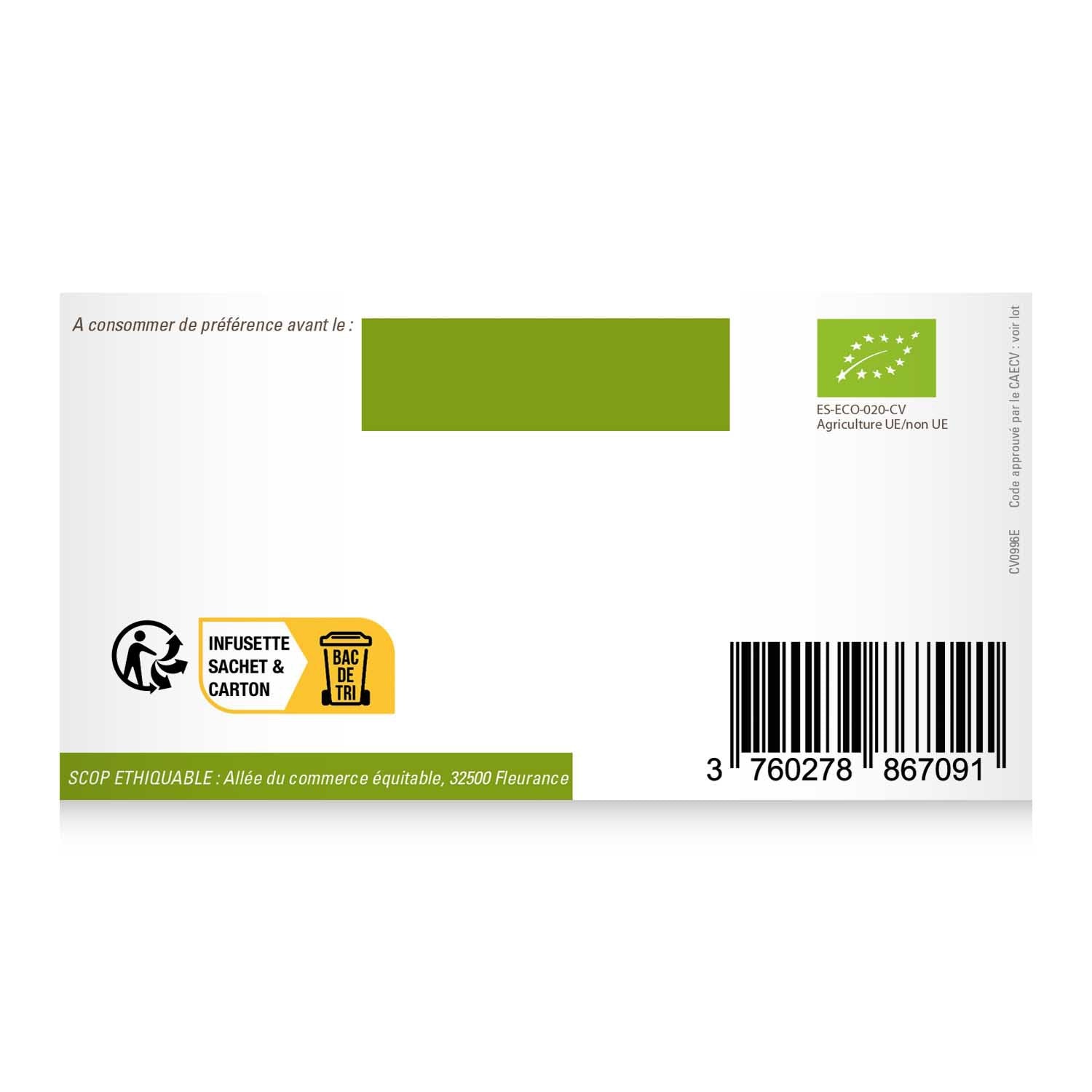 Thé Vert earl grey ceylan Bio ETHIQUABLE 