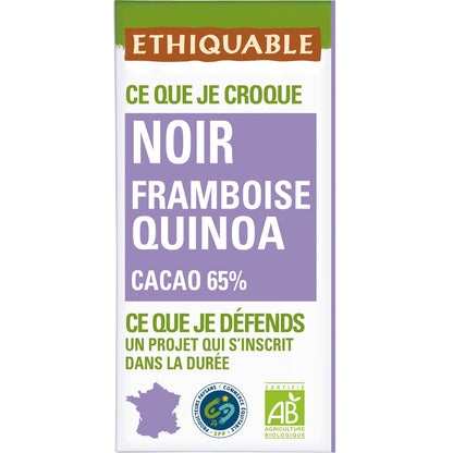 Organic Dark Chocolate Raspberry Quinoa Bar ETHIQUABLE