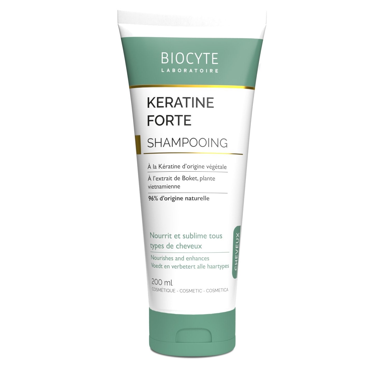 Shampoing Kératine Forte Cheveux Doux et Sublimés BIOCYTE le tube de 200mL