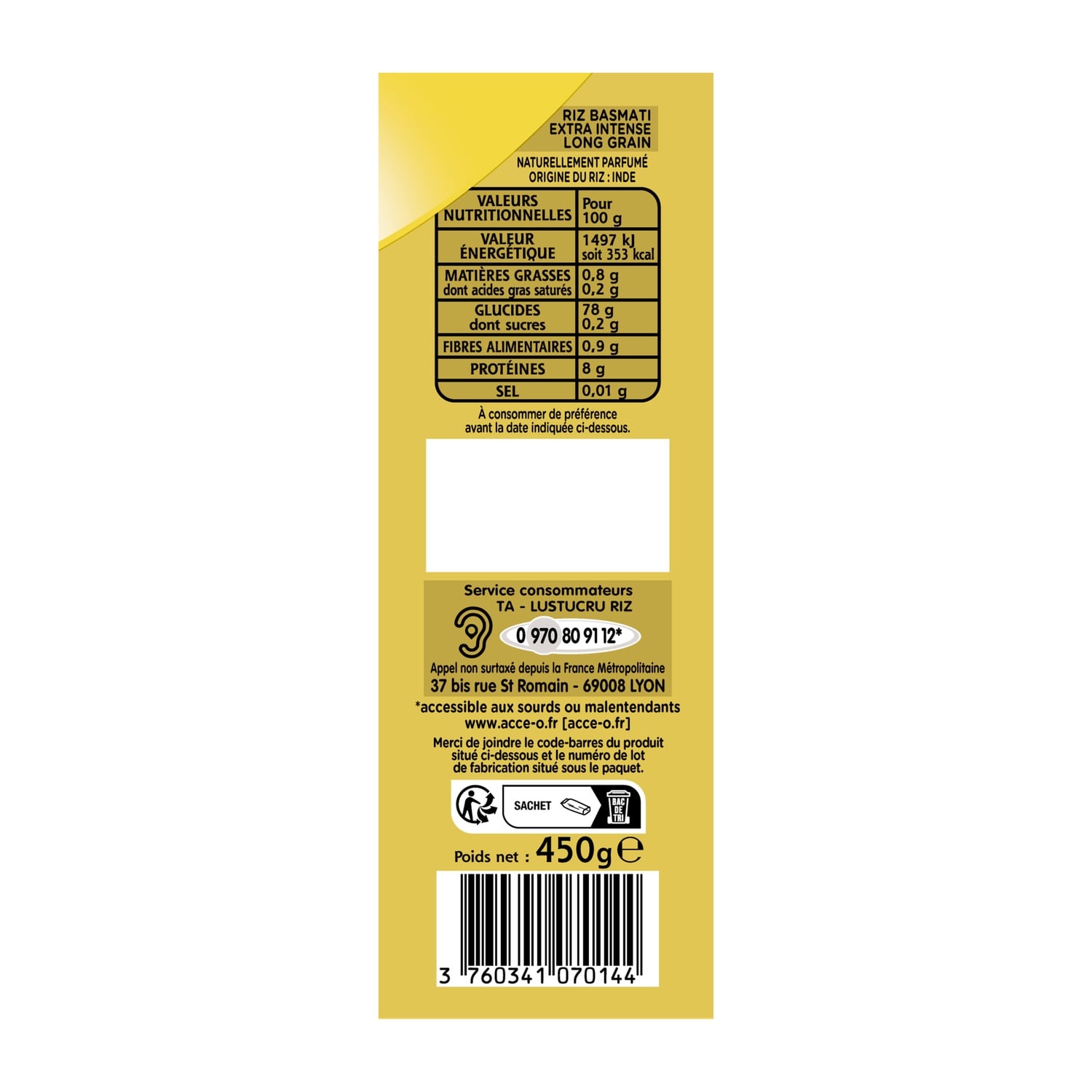 Riz Basmati Extra Intense TAUREAU AILE 