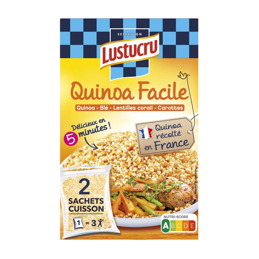 Quinoa Facile Blé Lentilles Corail et Carottes LUSTUCRU la boite de 2 sachets de 300g