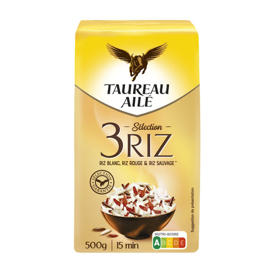 Riz Long Blanc Rouge et Sauvage TAUREAU AILE le paquet de 500g
