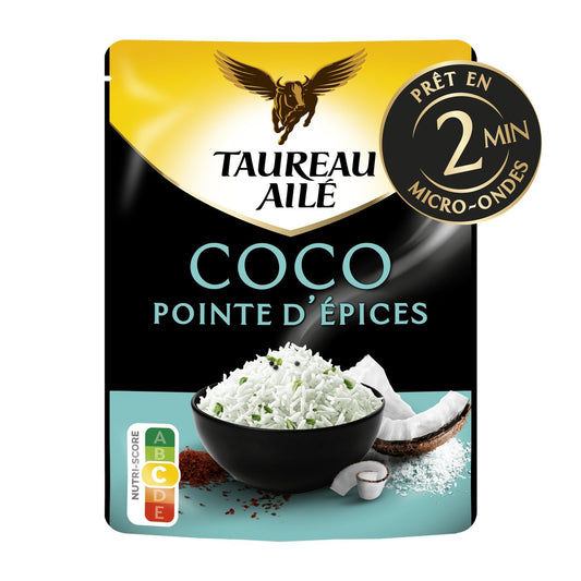 Riz Micro-Ondes Basmati Coco Pointe d'Épices TAUREAU AILE le paquet de 220g