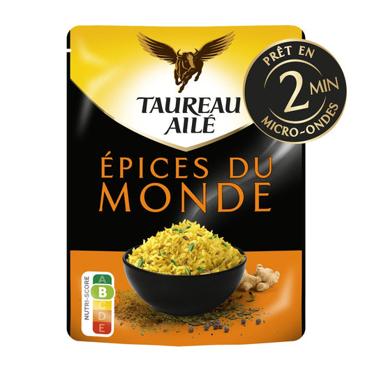 Riz Micro-Ondes Basmati Épices du Monde TAUREAU AILE le paquet de 220g