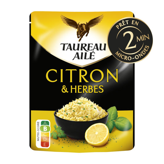 Riz Micro-Ondes Basmati Citron et Herbes TAUREAU AILE le paquet de 220g