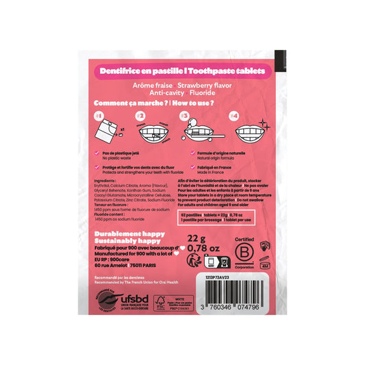 Dentifrice en Pastilles à Croquer Arôme Fraise 900. CARE