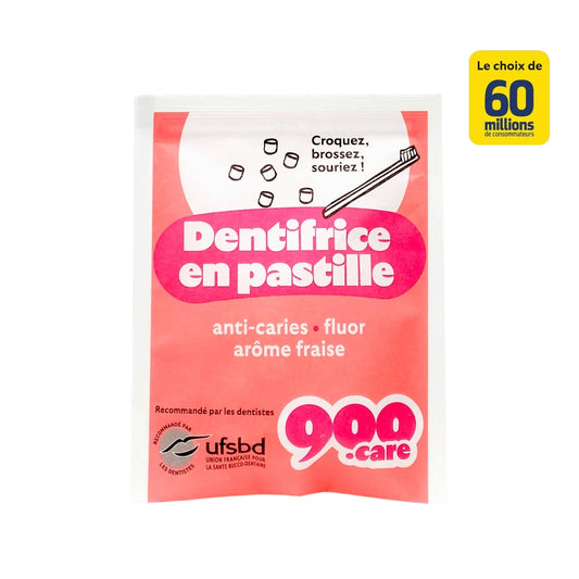 Dentifrice en Pastilles à Croquer Arôme Fraise 900. CARE le pack de 22g