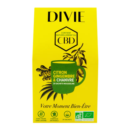 Infusion Citron Gingembre Chanvre Bio DIVIE 
