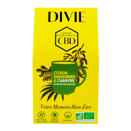 Infusion Citron Gingembre Chanvre Bio DIVIE 