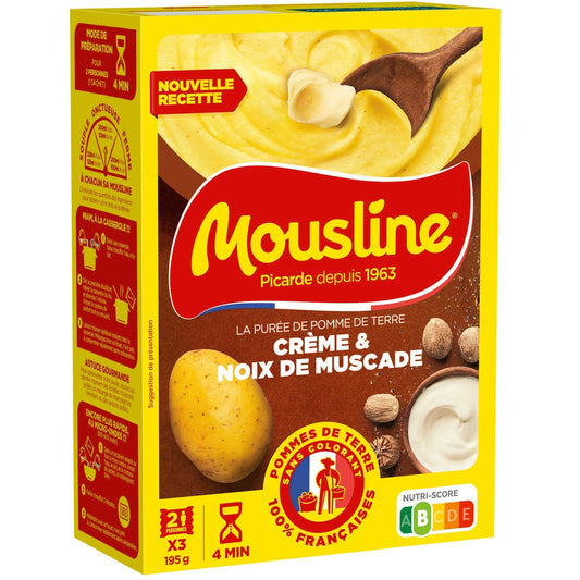 Purée Crème et Noix de Muscade MOUSLINE les 3 sachets de 65 g