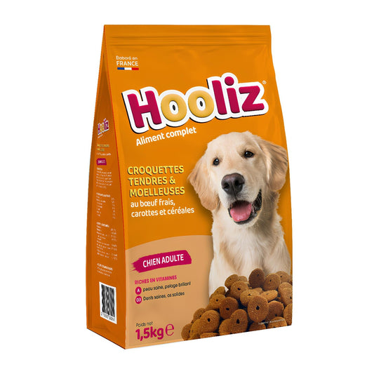 Croquettes pour Chien Adulte Moelleux Boeuf Carottes HOOLIZ le paquet de 1,5Kg