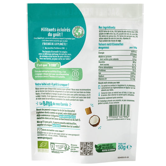 Biscuits Bébé Dès 8 Mois Coco Sans Sucres Ajoutés Bio GOOD GOUT