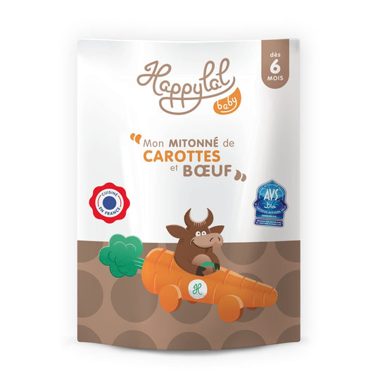 Plat Bébé Dès 6 Mois Halal Carottes Bœuf Mon Mitonné HAPPYLAL BABY le sachet de 150g