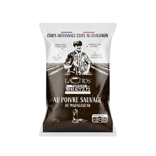 Chips de Pomme de Terre au Poivre Sauvage de Madagascar LA CHIPS TERRES DE BREIZH le paquet de 125g