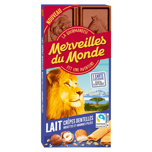 Crêpes Dentelles au Lait Noisettes et Amandes Pilées MERVEILLES DU MONDE la boite de 100g