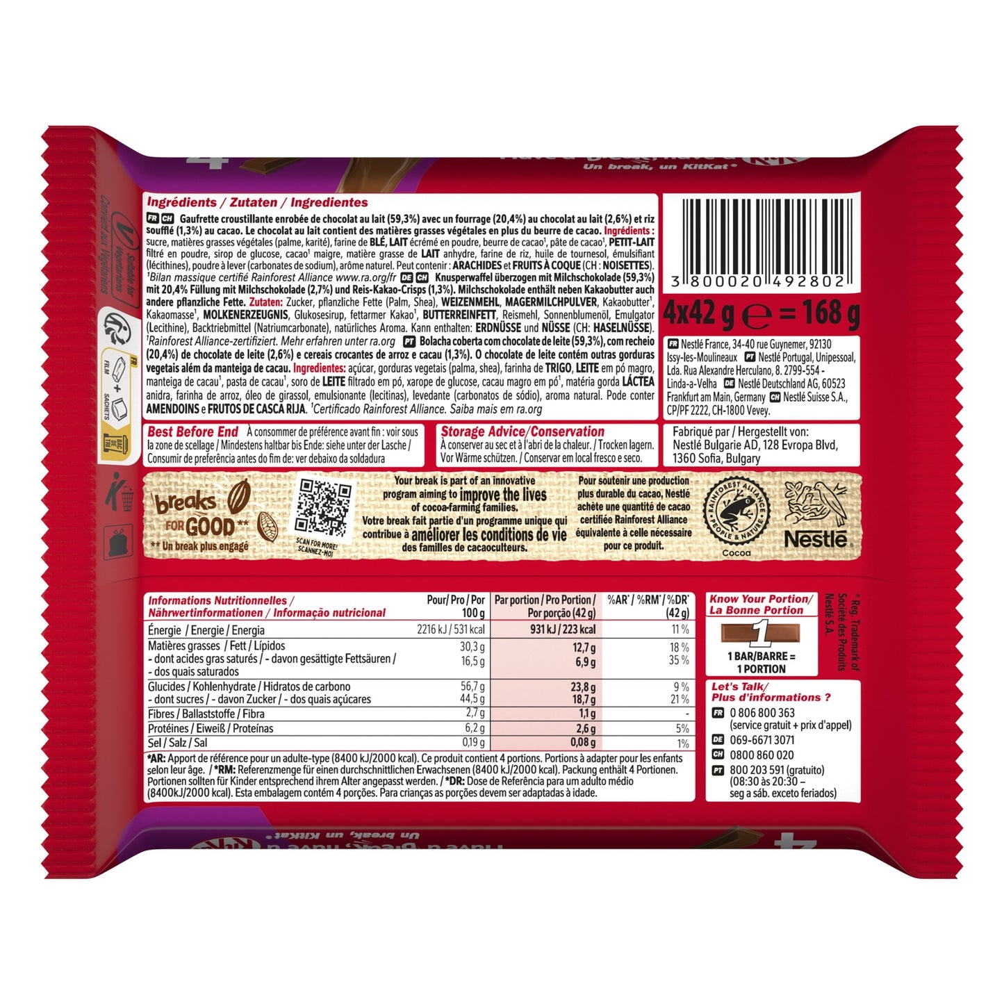 Barres Chocolatées Chunky Crunchy Double Chocolat KITKAT