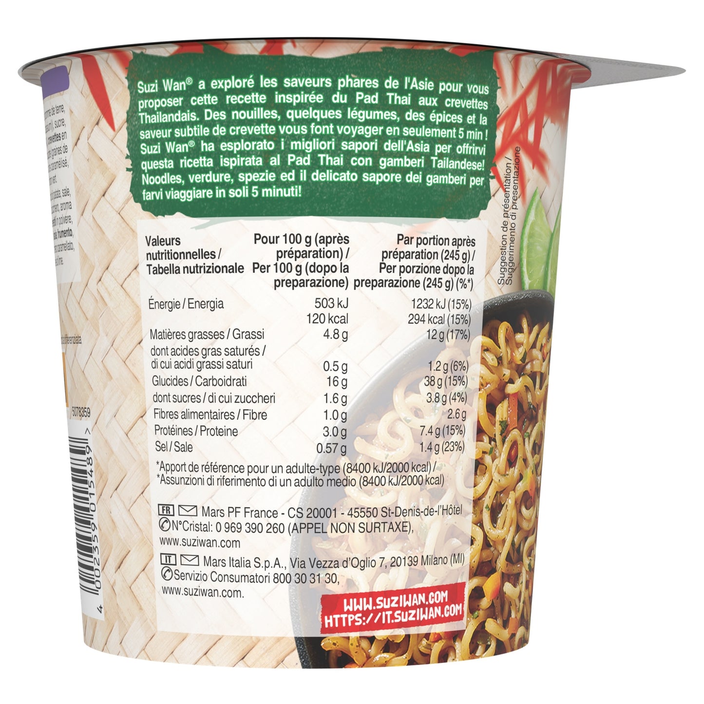 Nouilles Instantanées Saveur Pad Thaï Crevettes SUZI WAN