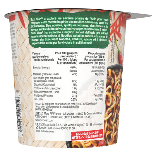Nouilles Saveur Bœuf Sichuan Cup SUZIWAN