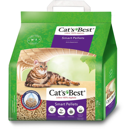 Litière Végétale Agglomérante Anti-Odeurs Smart Pellets CAT'S BEST le sachet de 6L