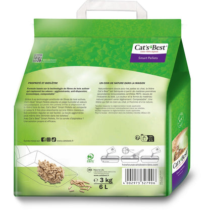 Litière Végétale Agglomérante Anti-Odeurs Smart Pellets CAT'S BEST