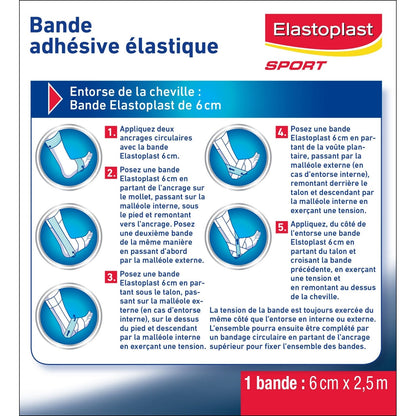 Bande Adhésive Elastique Hypoallergénique 6x2, 5 Cm Sport ELASTOPLAST
