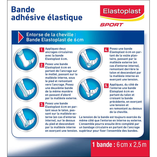 Bande Adhésive Elastique Hypoallergénique 6x2, 5 Cm Sport ELASTOPLAST