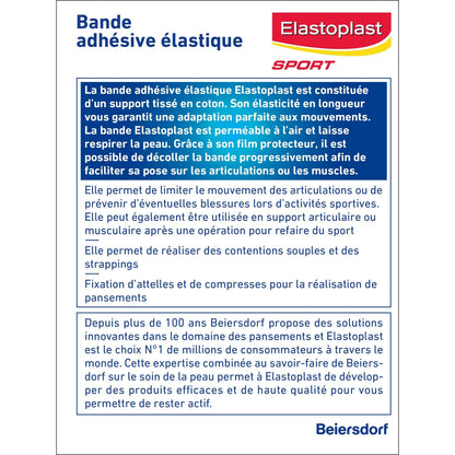 Bande Adhésive Elastique Hypoallergénique 8x2, 5 Cm Sport ELASTOPLAST