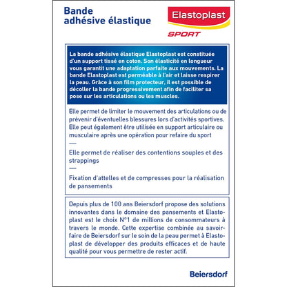 Bande Adhésive Elastique Hypoallergénique 10x2, 5 Cm Sport ELASTOPLAST