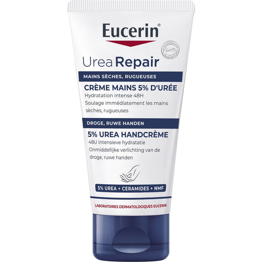 Crème Mains Réparatrice 5% Urée Peau Sèche EUCERIN le tube de 75 ml