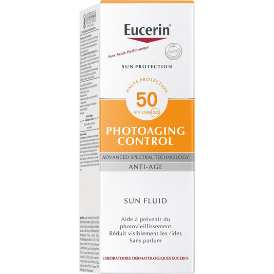 Crème Solaire Fluide Visage Anti-Âge Spf 50 EUCERIN la pompe de 50mL