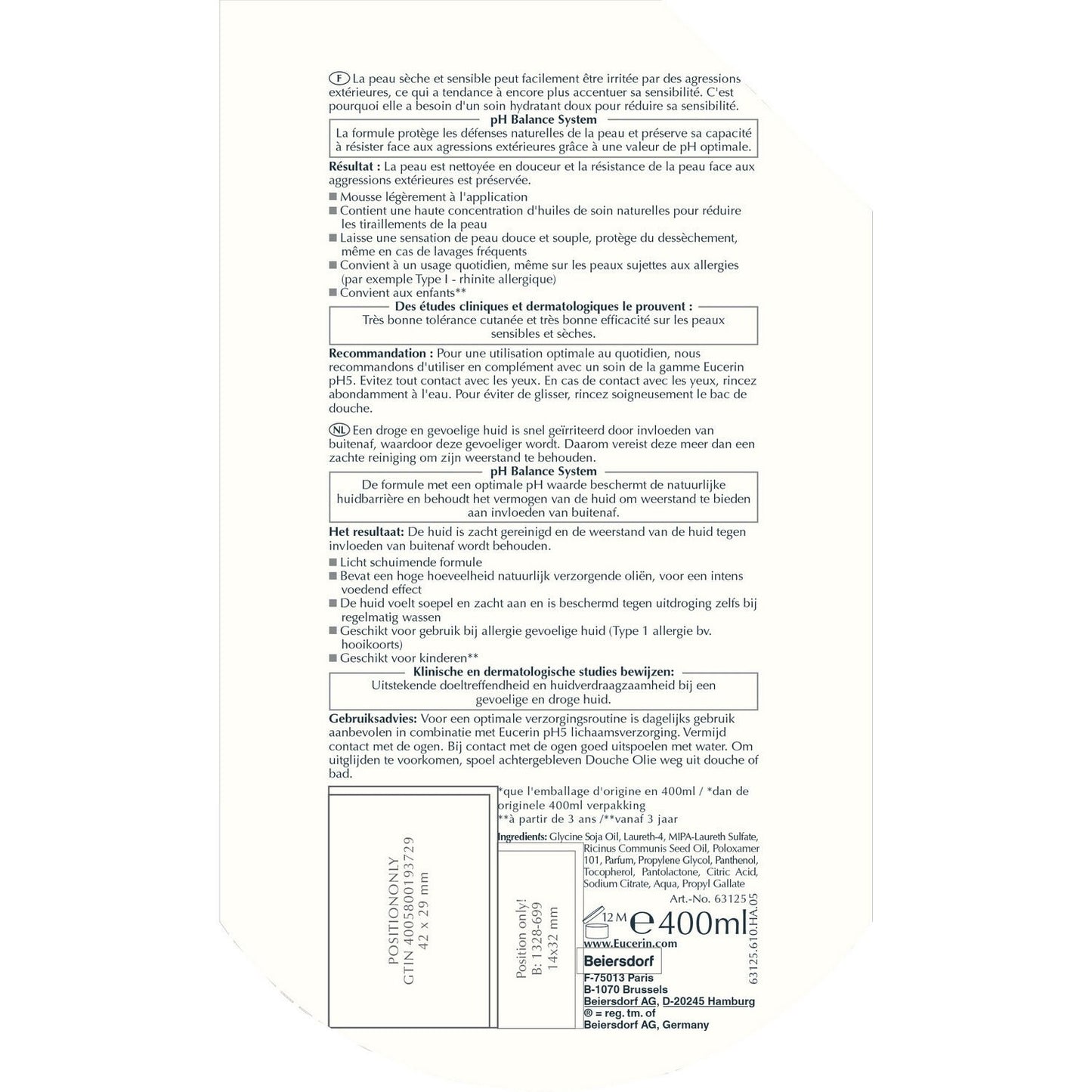 EUCERIN Duschöl für trockene und empfindliche Haut Ph5