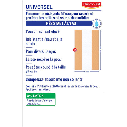 Pansements Lavables Résistants Universel 10x6 cm ELASTOPLAST 