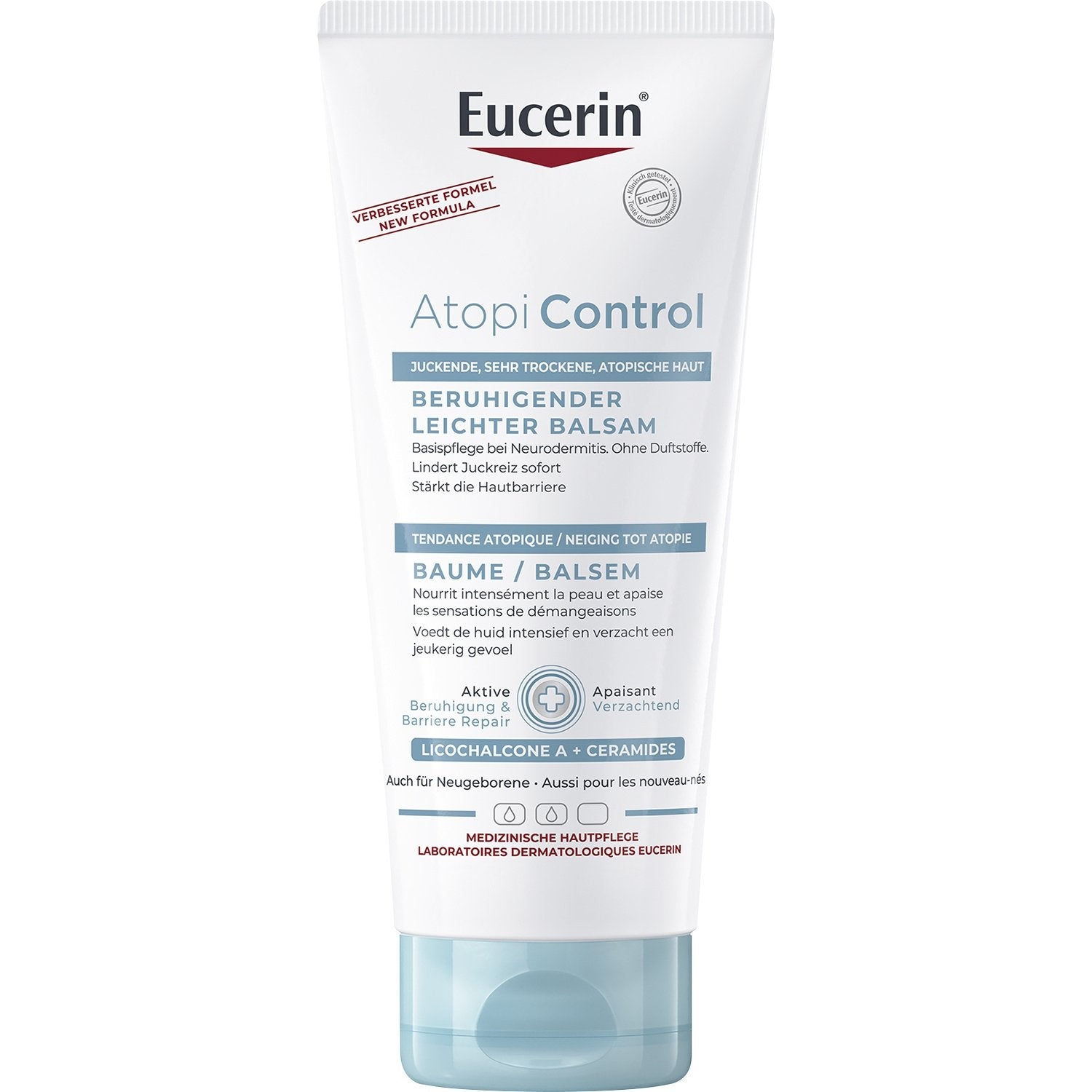 Baume Corps Peaux Atopiques Sèches et Sensibles Irritations et Démangeaisons Apaisant et Nourrissant Non Parfumé Atopi Control EUCERIN le flacon de 200mL
