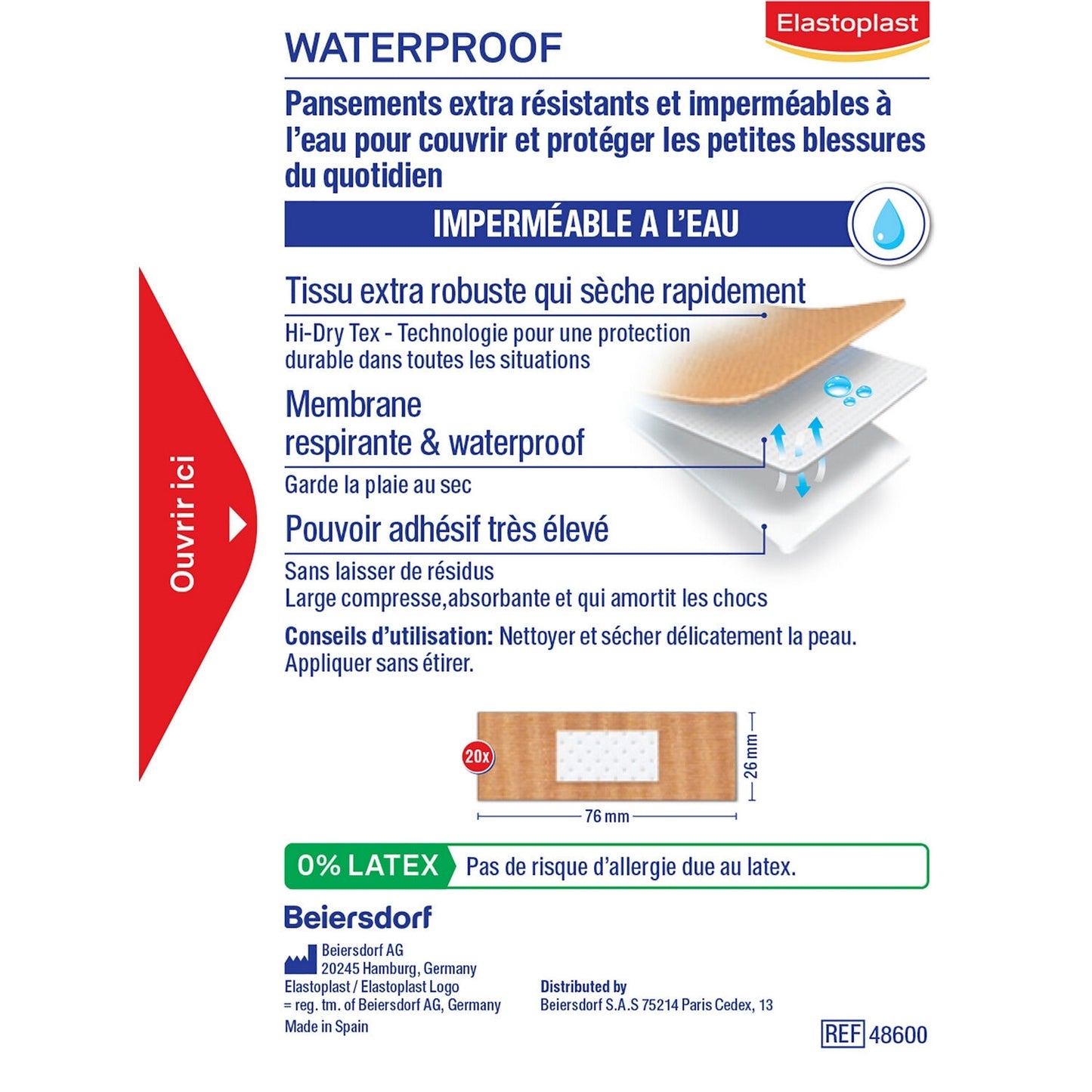 Pansements Extra Résistant Waterproof Hi-Dry Tex ELASTOPLAST 