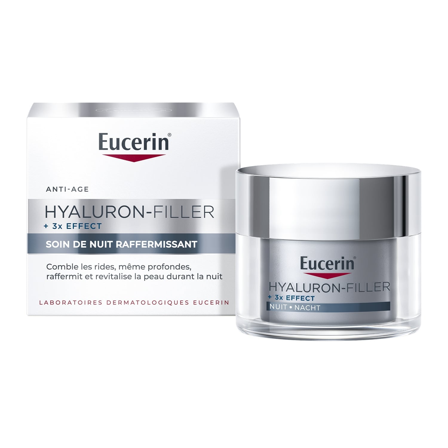 Crème de Nuit Visage Femme Anti-âge Hyaluron-Filler + 3x Effect EUCERIN 