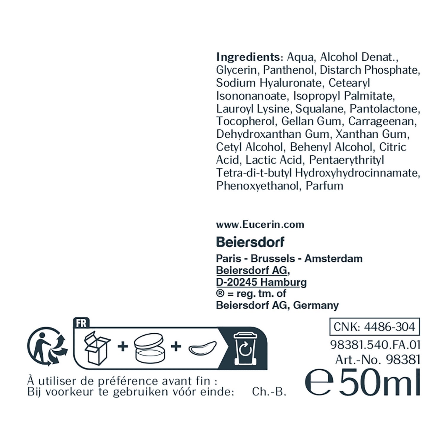 Crème de Nuit Visage Femme Booster d'Hydratation Anti-âge Hyaluron-Filler EUCERIN 