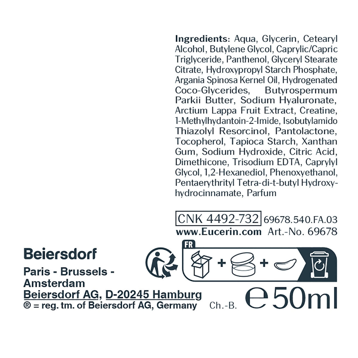 Crème de Nuit Visage Femme Peau Mature Améliore l'Elasticité Anti-âge Hyaluron-Filler EUCERIN 