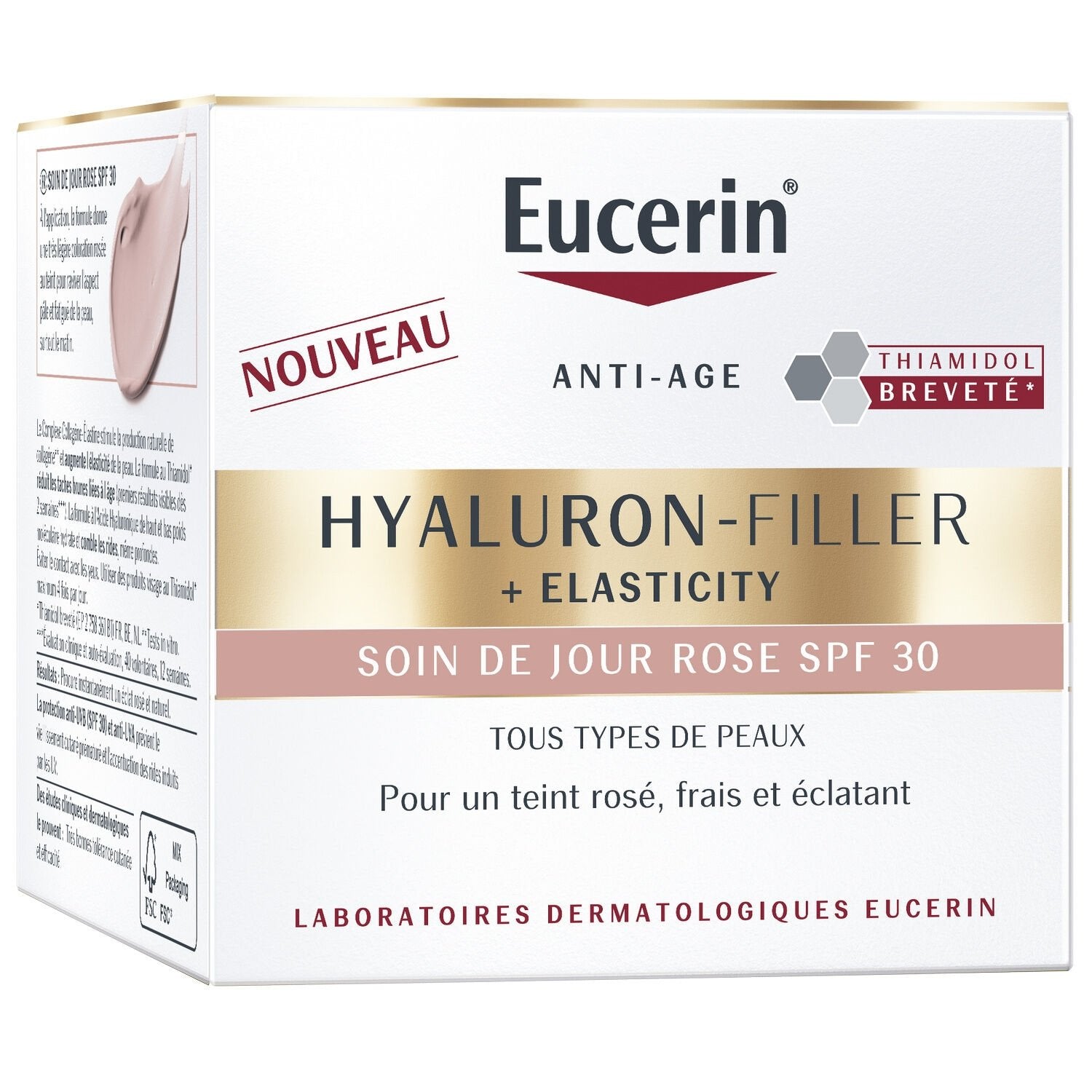 Crème Visage Femme Teint Rosé Spf 30 Anti-Âge Hyaluron-Filler + Elasticity EUCERIN le pot de 50mL